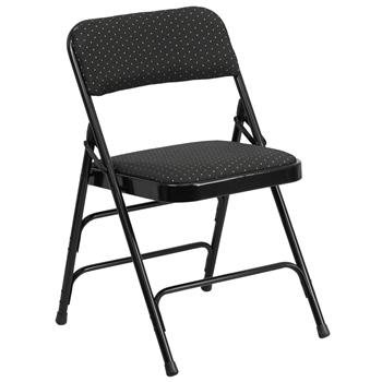 Flash Furniture HERCULES Series Curved Triple Braced &amp; Double Hinged Black Patterned Fabric Metal Folding Chair