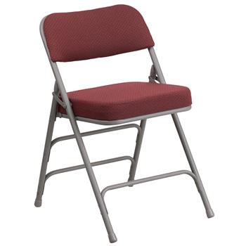 Flash Furniture HERCULES Series Premium Curved Triple Braced &amp; Double Hinged Burgundy Fabric Metal Folding Chair