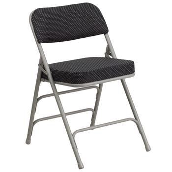 Flash Furniture HERCULES Series Premium Curved Triple Braced &amp; Double Hinged Black Pin-Dot Fabric Metal Folding Chair