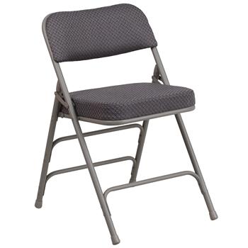 Flash Furniture HERCULES Series Premium Curved Triple Braced &amp; Quad Hinged Gray Fabric Metal Folding Chair