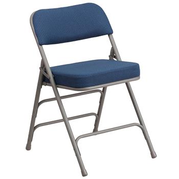 Flash Furniture HERCULES Series Premium Curved Triple Braced &amp; Double Hinged Navy Fabric Metal Folding Chair