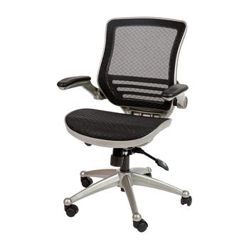 Flash Furniture Executive Swivel Office Chair, Mid-Back, Graphite Silver Frame, Flip-Up Arms, Transparent Black Mesh