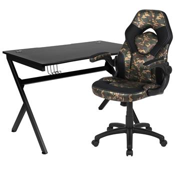Flash Furniture Gaming Desk And Camouflage/Black Racing Chair Set