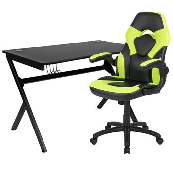 Flash Furniture Gaming Desk And Green/Black Racing Chair Set
