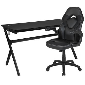 Flash Furniture Gaming Desk And Black Racing Chair Set, Removable Mouse Pad
