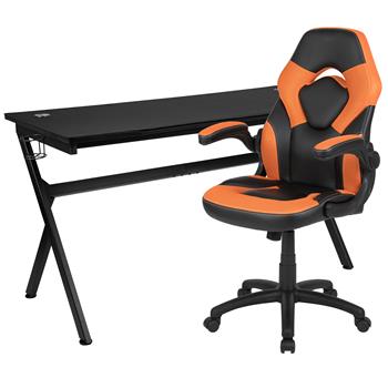 Flash Furniture Gaming Desk And Orange/Black Racing Chair Set, Removable Mouse Pad