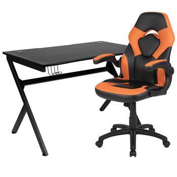 Flash Furniture Gaming Desk And Orange/Black Racing Chair Set
