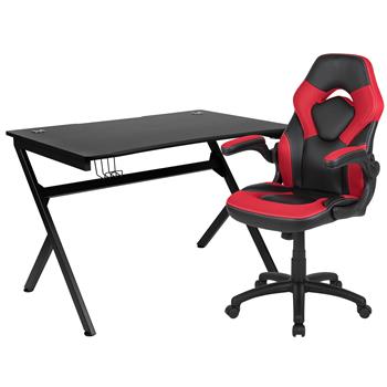 Flash Furniture Gaming Desk And Red/Black Racing Chair Set