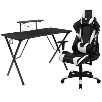 Flash Furniture Black Gaming Desk And Black Reclining Gaming Chair Set With Monitor/Smartphone Stand