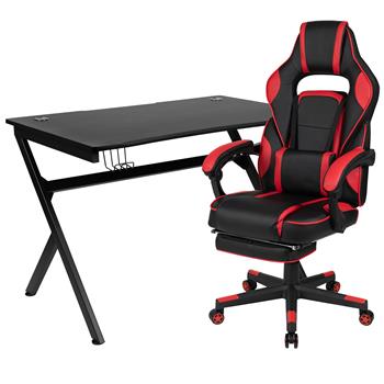 Flash Furniture Black Gaming Desk And Red Reclining Gaming Chair With Footrest