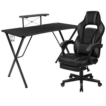 Flash Furniture Black Gaming Desk And Black Reclining Gaming Chair With Footrest