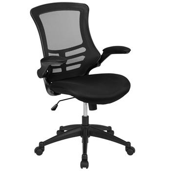 Flash Furniture Mid-Back Black Mesh Swivel Ergonomic Task Office Chair With Flip-Up Arms