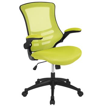 Flash Furniture Mid-Back Green Mesh Swivel Ergonomic Task Office Chair With Flip-Up Arms