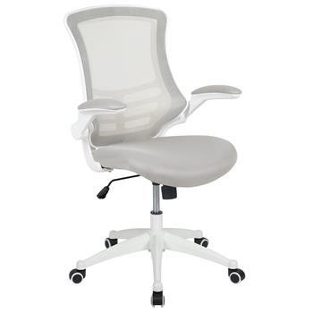 Flash Furniture Mid-Back Light Gray Mesh Swivel Ergonomic Task Office Chair With White Frame And Flip-Up Arms
