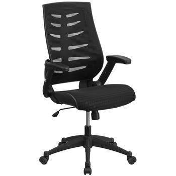 Flash Furniture High Back Designer Black Mesh Executive Swivel Ergonomic Office Chair With Height Adjustable Flip-Up Arms