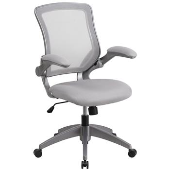 Flash Furniture Mid-Back Gray Mesh Swivel Ergonomic Task Office Chair With Gray Frame And Flip-Up Arms