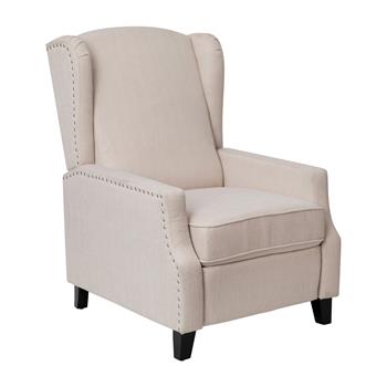 Flash Furniture Prescott Traditional Style Slim Push Back Recliner Chair, Cream Fabric Upholstery