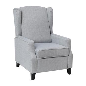 Flash Furniture Prescott Traditional Style Slim Push Back Recliner Chair, Gray Polyester Fabric Upholstery
