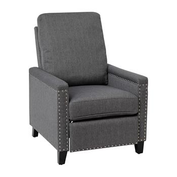 Flash Furniture Carson Transitional Style Push Back Recliner Chair, Pillow Back Recliner, Gray Fabric Upholstery