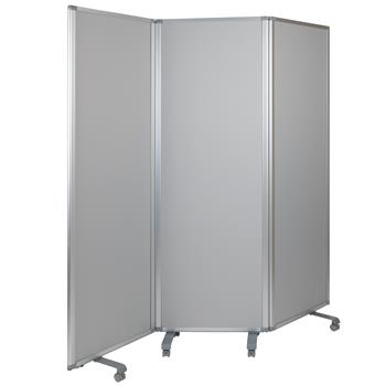 Flash Furniture 3 Section Double Sided Mobile Magnetic Whiteboard/Cloth Partition with Lockable Casters, 72&quot; H x 24&quot; W