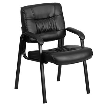 Flash Furniture Executive Side Reception Chair, Leather, Black