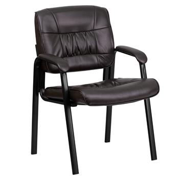 Flash Furniture Brown LeatherSoft Executive Side Reception Chair with Black Metal Frame