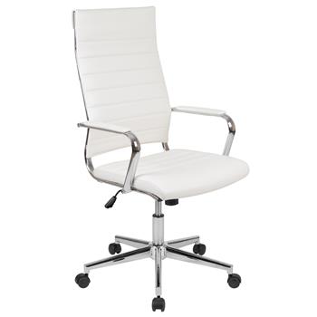 Flash Furniture High Back White LeatherSoft Contemporary Ribbed Executive Swivel Office Chair