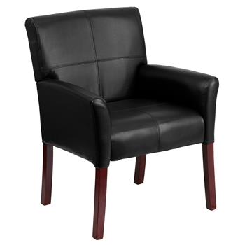 Flash Furniture Executive Side Reception Chair, Leather, Black/Mahogany