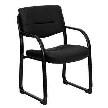 Flash Furniture Black LeatherSoft Executive Side Reception Chair with Sled Base