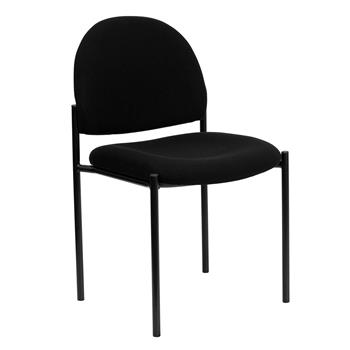 Flash Furniture Tania Comfort Stackable Reception Chair, Steel Side, Black Fabric