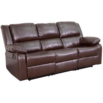 Flash Furniture Harmony Series Brown LeatherSoft Sofa with Two Built-In Recliners