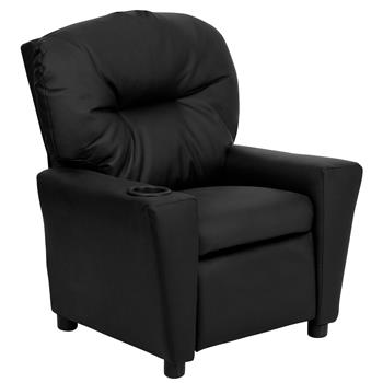 Flash Furniture Contemporary Black LeatherSoft Kids Recliner With Cup Holder