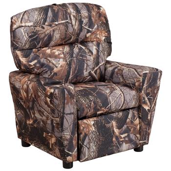 Flash Furniture Contemporary Kids Recliner with Cup Holder, Fabric, Camouflage