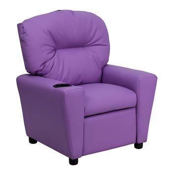 Flash Furniture Contemporary Vinyl Kids Recliner With Cup Holder, Lavender