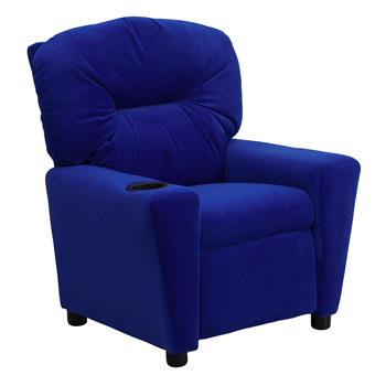 Flash Furniture Contemporary Microfiber Kids Recliner With Cup Holder, Blue