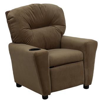 Flash Furniture Contemporary Brown Microfiber Kids Recliner With Cup Holder