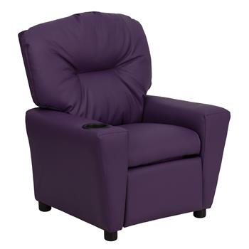 Flash Furniture Contemporary Vinyl Kids Recliner With Cup Holder, Purple