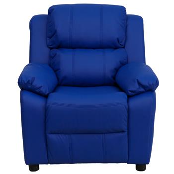 Flash Furniture Deluxe Padded Contemporary Kids Recliner With Storage Arms, Blue