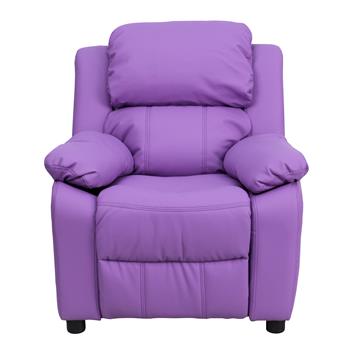 Flash Furniture Deluxe Padded Contemporary Kids Recliner With Storage Arms, Lavender