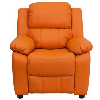 Flash Furniture Deluxe Padded Contemporary Kids Recliner With Storage Arms, Orange