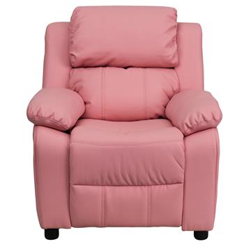 Flash Furniture Deluxe Padded Contemporary Kids Recliner With Storage Arms, Pink