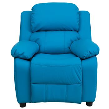 Flash Furniture Deluxe Padded Contemporary Kids Recliner With Storage Arms, Turquoise