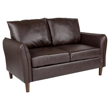 Flash Furniture Milton Park Upholstered Plush Pillow Back Loveseat, Brown LeatherSoft
