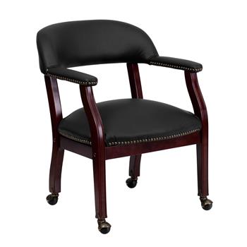 Flash Furniture Black LeatherSoft Conference Chair With Accent Nail Trim And Casters