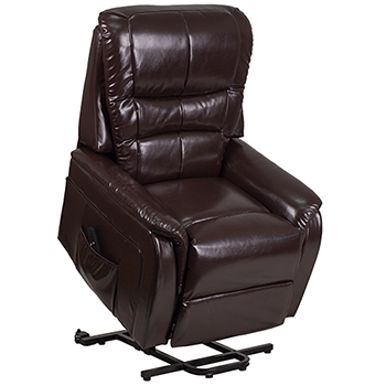 Flash Furniture HERCULES Series Brown LeatherSoft Remote Powered Lift Recliner