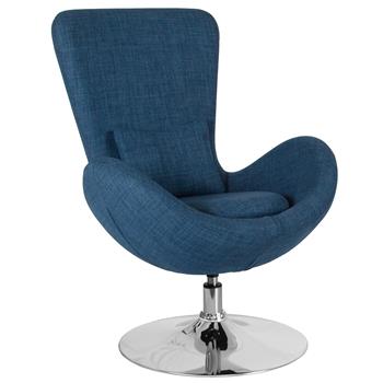 Flash Furniture Egg Series Side Reception Chair, Fabric, Blue
