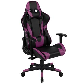 Flash Furniture X20 Ergonomic Racing-Style Gaming Chair, Adjustable Swivel Chair With Fully Reclining Back, Leathersoft, Purple