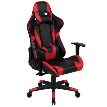 Flash Furniture X20 Ergonomic Adjustable Computer Gaming Swivel Chair With Fully Reclining Back, Red LeatherSoft