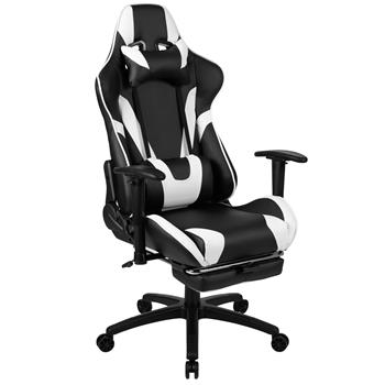 Flash Furniture X30  Ergonomic Adjustable Computer Gaming Chair With Fully Reclining Back And Slide-Out Footrest, Black LeatherSoft