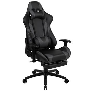 Flash Furniture X30 Gaming Chair, Racing Ergonomic Computer Chair With Reclining Back, Slide-Out Footrest, Gray